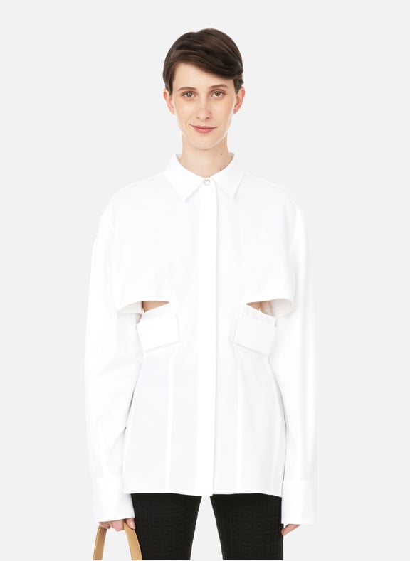 Textured cotton shirt with graphic cut-outs White by GIVENCHY GIVENCHY Textured cotton shirt with graphic cut-outs White