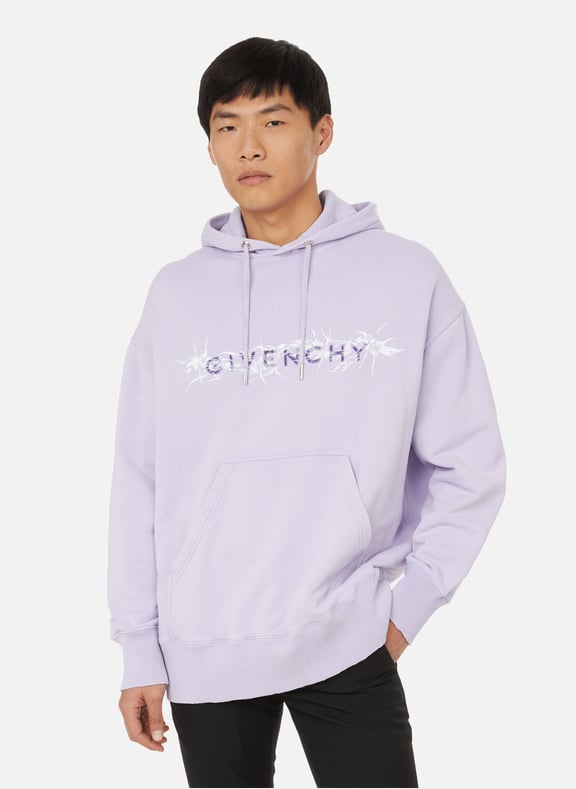 Givenchy Barbed Wire cotton hoodie Purple by GIVENCHY GIVENCHY Givenchy Barbed Wire cotton hoodie Purple