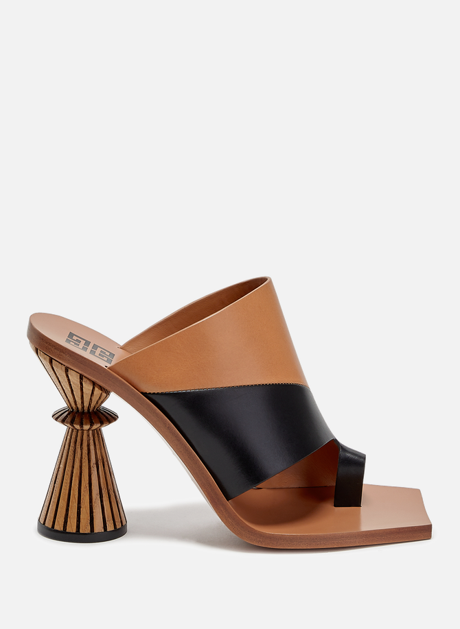Leather Mule with a carved wooden heel GIVENCHY