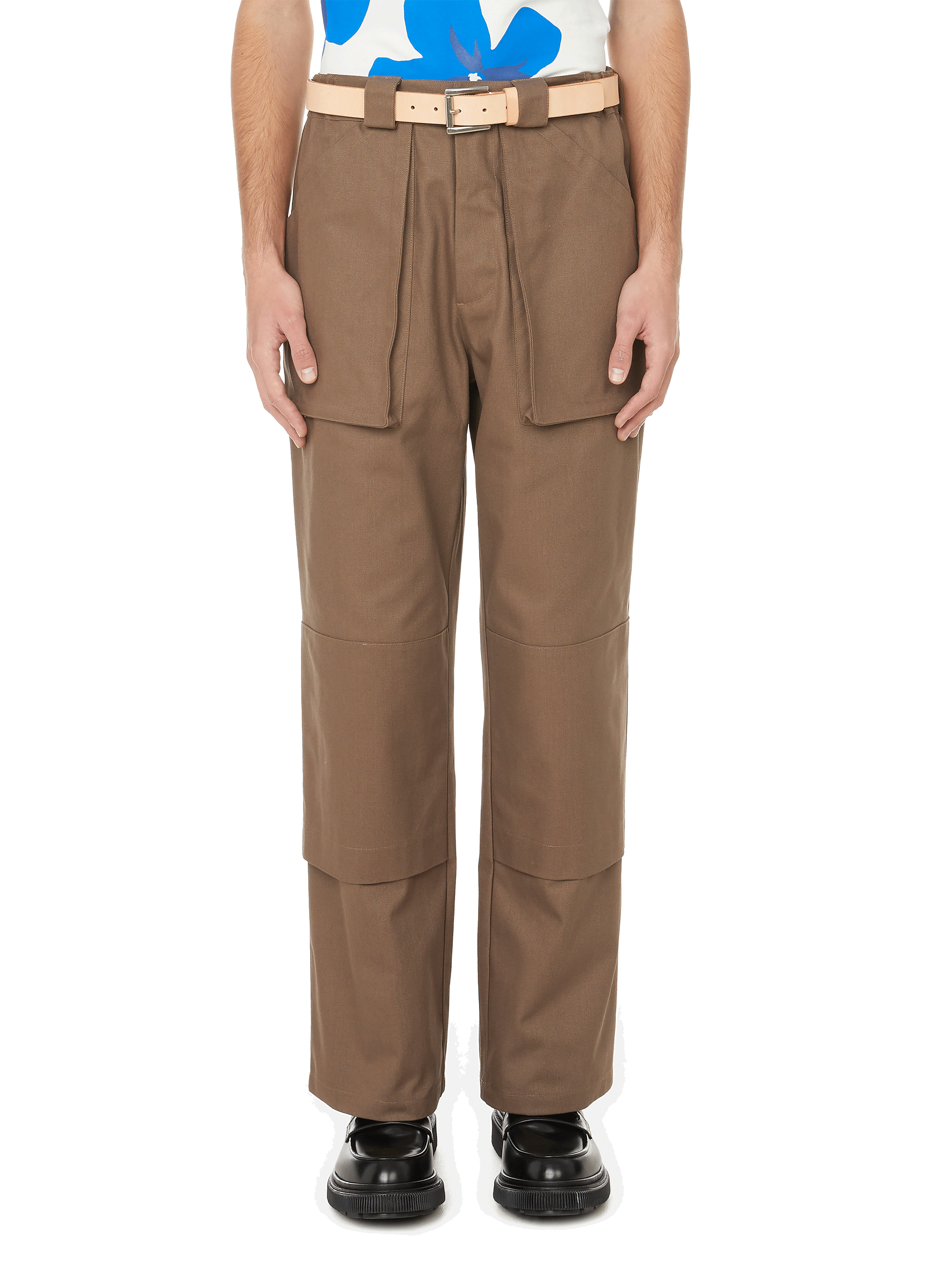 COTTON-BLEND WIDE-LEG TROUSERS - GR10K 