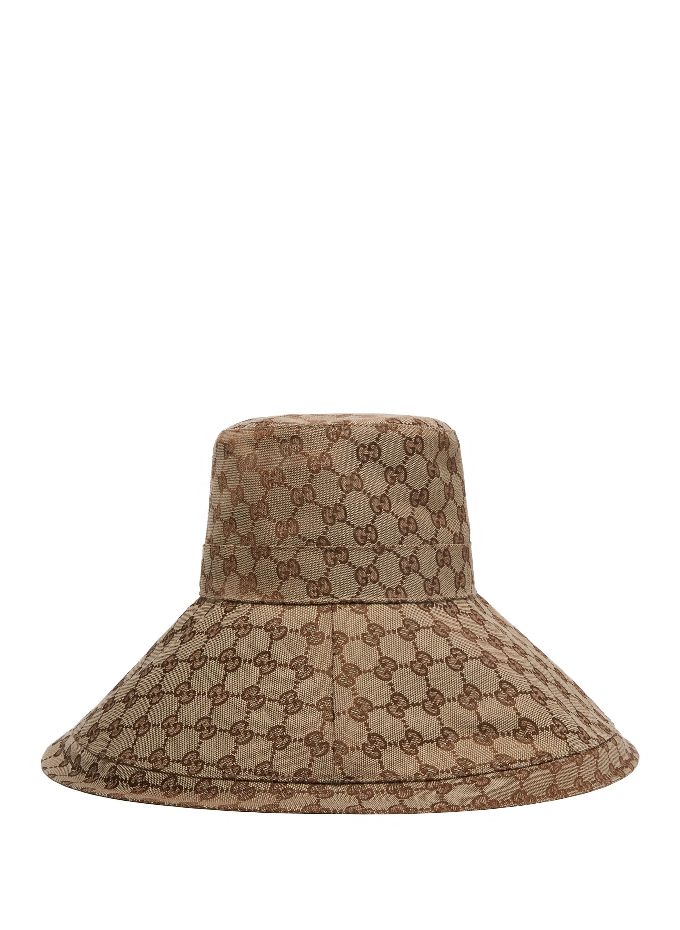 gucci canvas wide brim hat