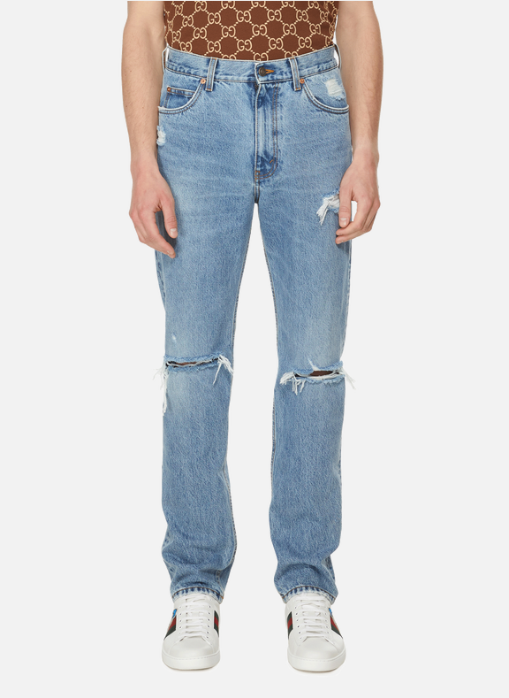 GUCCI Distressed-effect jeans Blue