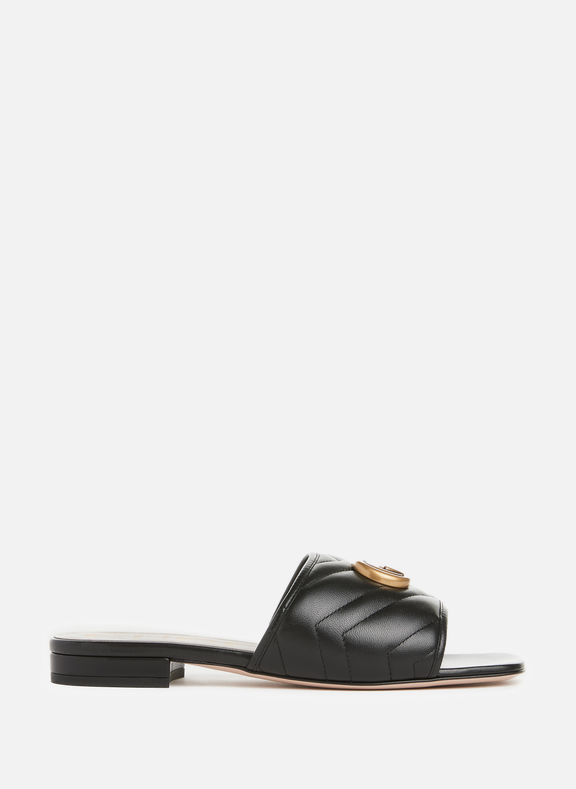 GUCCI Double G quilted leather mules Black