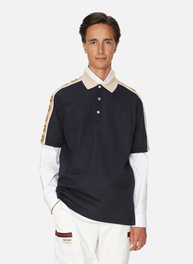 Cotton blend Polo shirt with GG stripe GUCCI