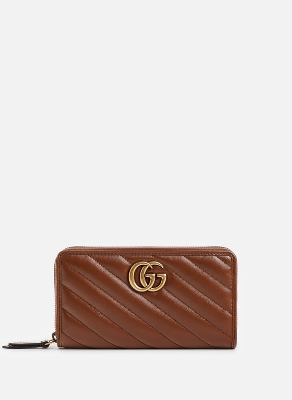 Brown GG Marmont leather zip up wallet