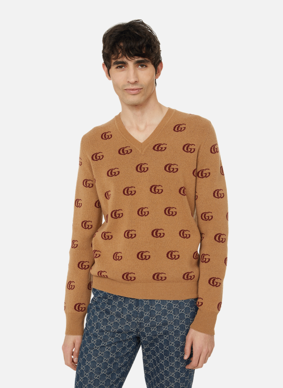 GUCCI GG wool jacquard jumper Brown