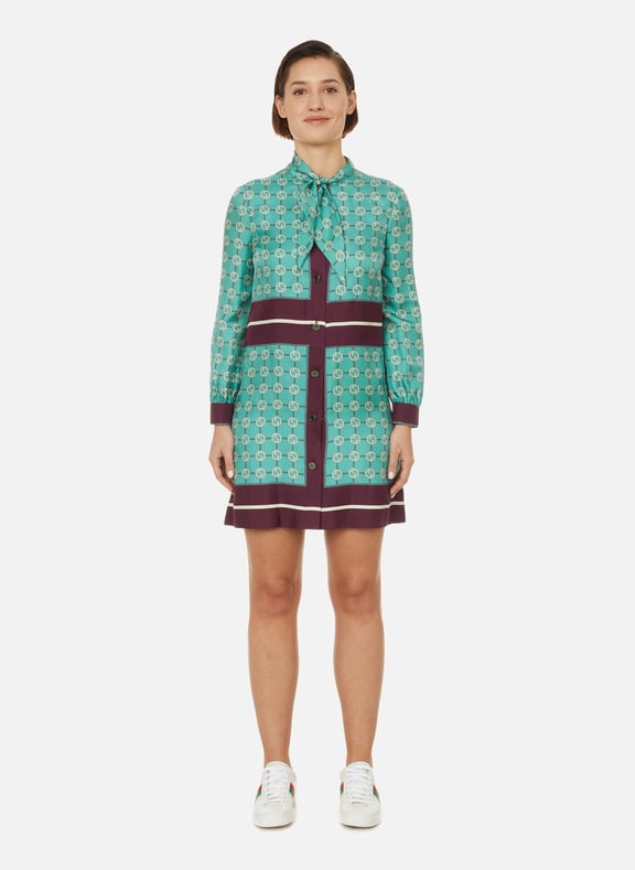 SILK GG PRINT DRESS GUCCI for WOMEN Printemps