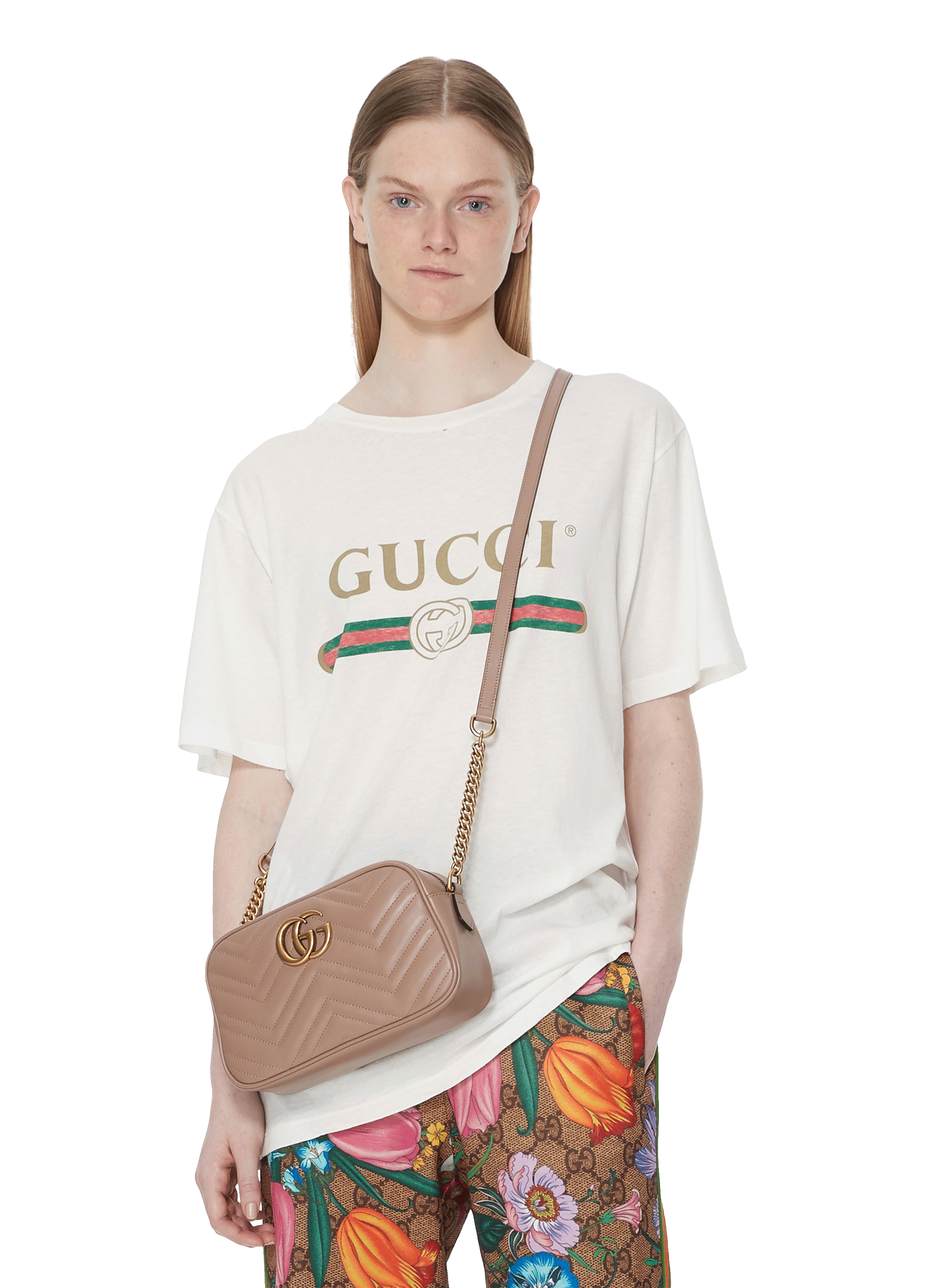 gucci logo print t shirt women's