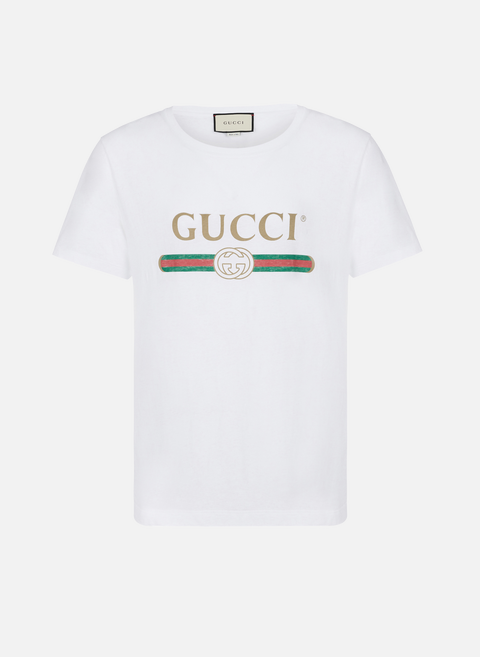 T-shirt oversize délavé à logo Gucci en coton WhiteGUCCI 