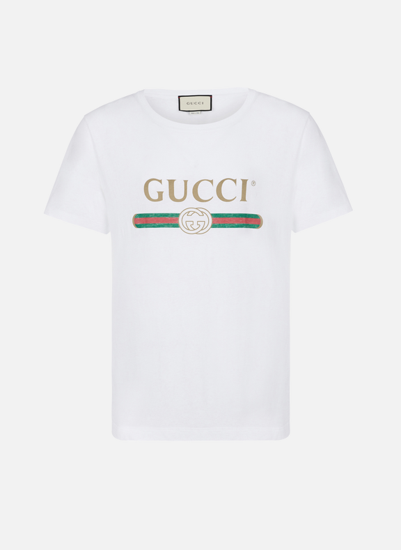 GUCCI Gucci oversized faded cotton logo T-shirt White
