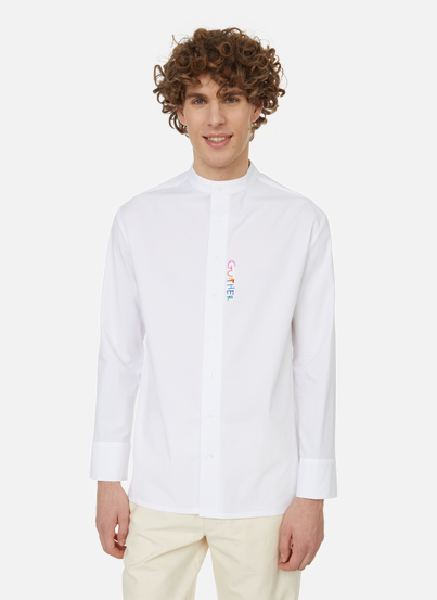 Cotton shirt with embroidered message GUNTHER