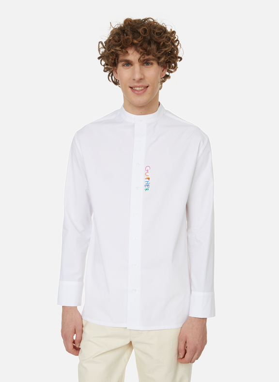 GUNTHER Cotton shirt with embroidered message White