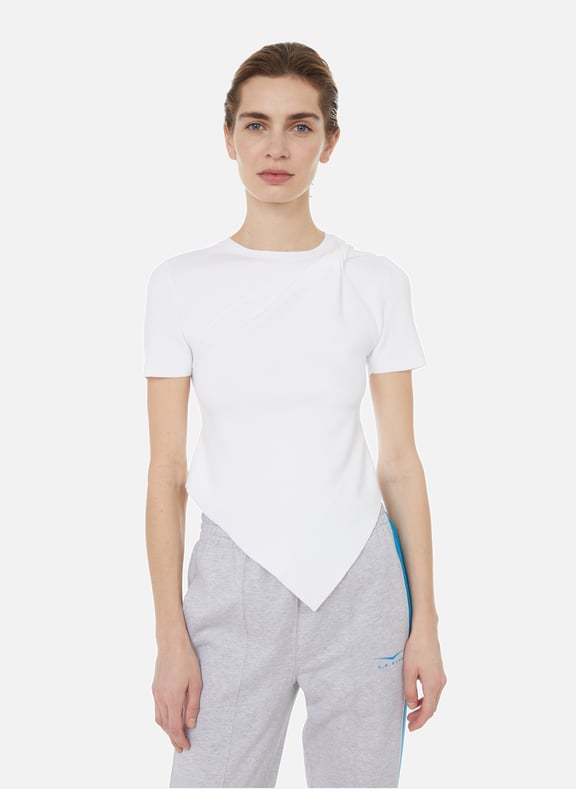 Asymmetric knitted T-shirt White by HELMUT LANG HELMUT LANG Asymmetric knitted T-shirt White