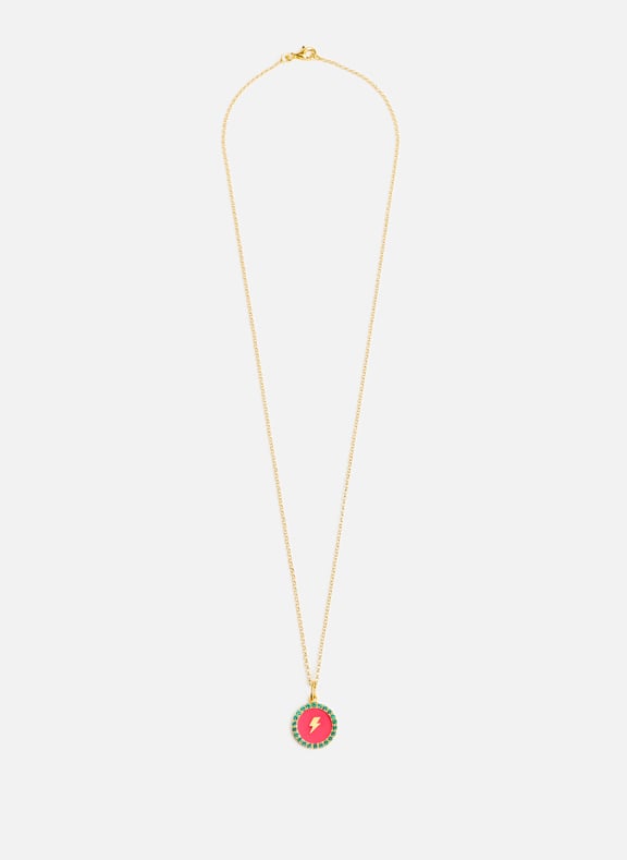Lightning bolt and rhinestone pendant necklace Pink by EYE M - ILEANA MAKRI EYE M - ILEANA MAKRI Lightning bolt and rhinestone pendant necklace Pink