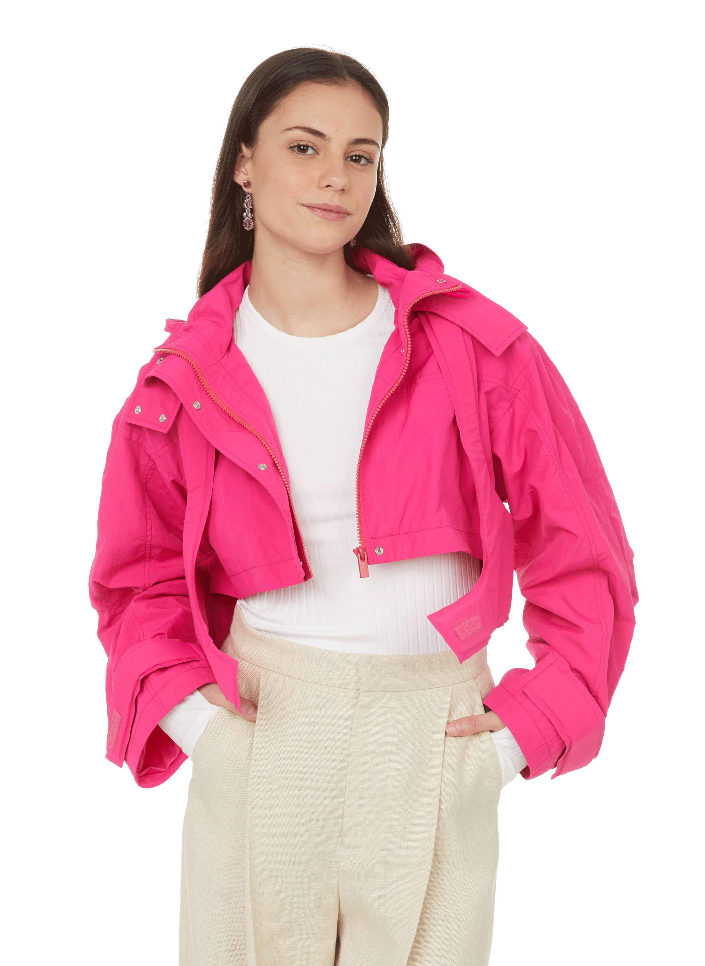 Jacquemus Cotton La Parka Fresa Detachable Overlay Jacket in Pink Womens Clothing Jackets Padded and down jackets 