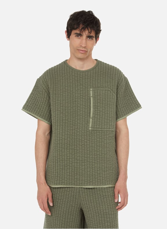 Quilted cotton-blend T-shirt Green by JIL SANDER JIL SANDER Quilted cotton-blend T-shirt Green