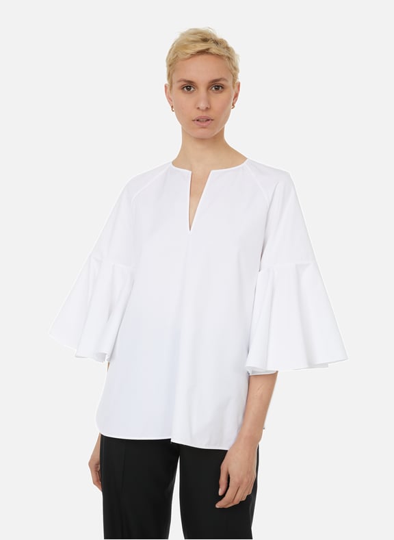 Cotton V-neck top White by JIL SANDER JIL SANDER Cotton V-neck top White