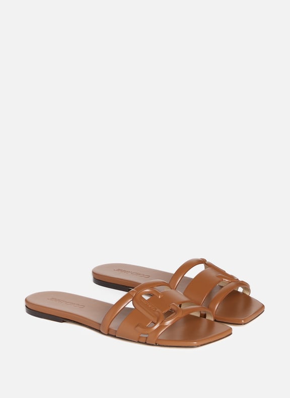 LARAN LEATHER SLIDERS - JIMMY CHOO for WOMEN | Printemps.com