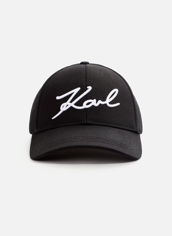Logo organic cotton baseball cap Black by KARL LAGERFELD KARL LAGERFELD Logo organic cotton baseball cap Black
