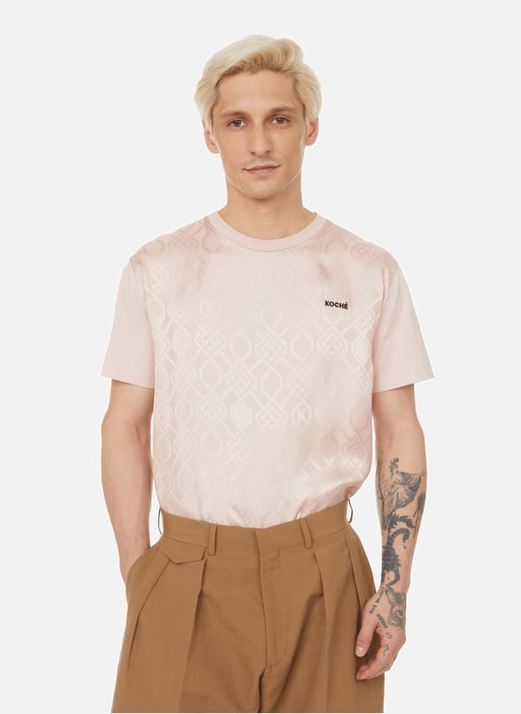 Bi-material cotton T-shirt Pink by KOCHÉ KOCHÉ Bi-material cotton T-shirt Pink