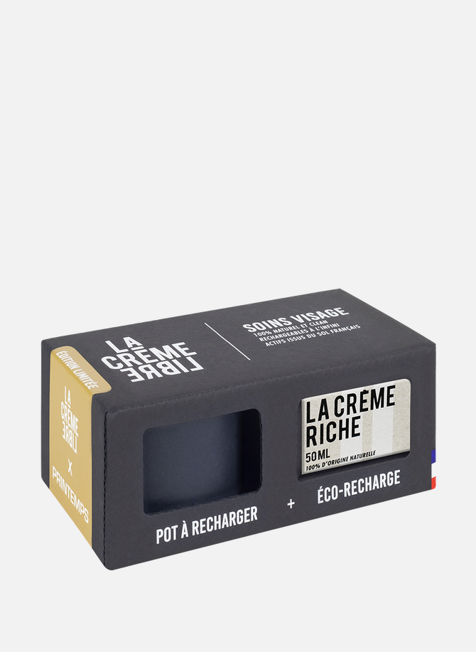 Crème Riche rich facial cream with midnight blue refillable concrete pot LA CREME LIBRE