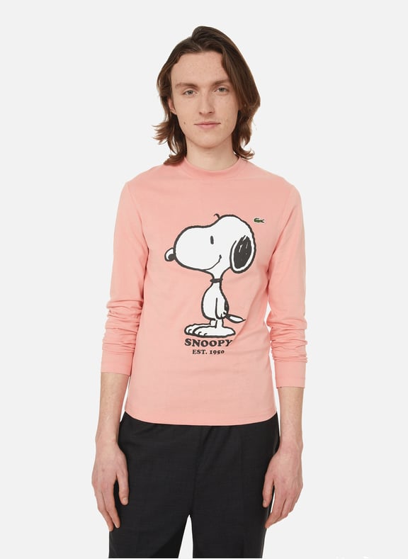 Lacoste x Peanuts long-sleeved cotton T-shirt Pink by LACOSTE LACOSTE Lacoste x Peanuts long-sleeved cotton T-shirt Pink