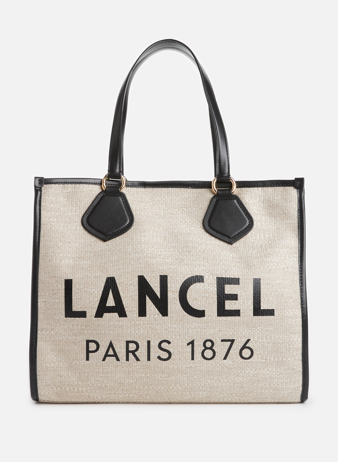 Jute canvas and cowhide leather bag LANCEL