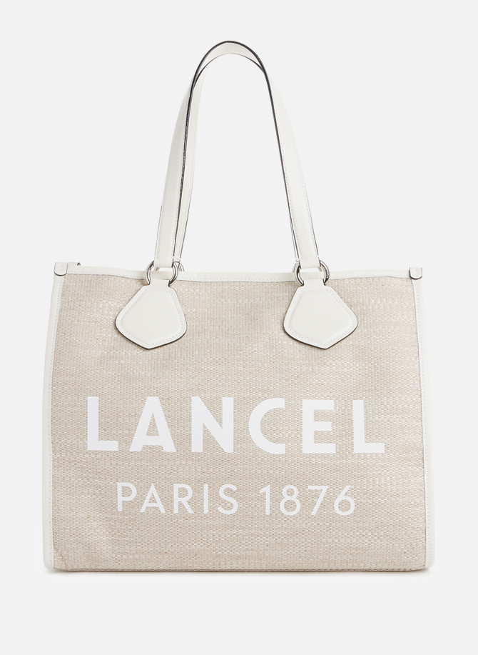 Jute canvas and cowhide leather bag LANCEL