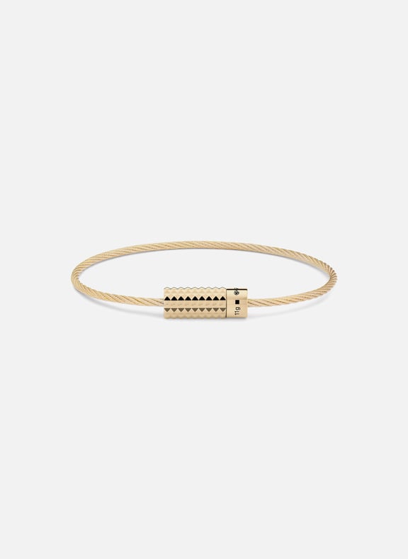 Le 11g polished gold guilloché pyramid cable bracelet Golden by LE GRAMME LE GRAMME Le 11g polished gold guilloché pyramid cable bracelet Golden