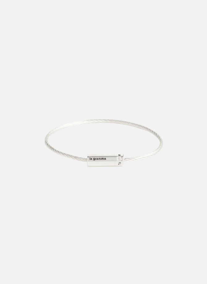 Le 7g silver octagon cable bracelet with one diamond LE GRAMME