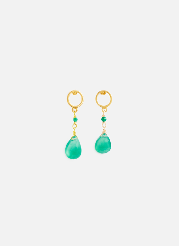 LILO Line stone pendant earrings Green