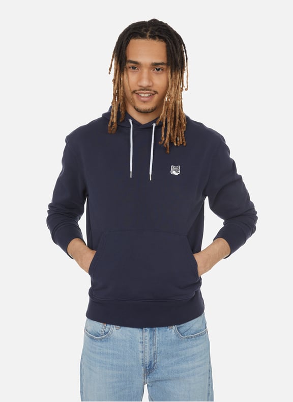 Fox Head grey cotton hoodie Blue by MAISON KITSUNÉ MAISON KITSUNÉ Fox Head grey cotton hoodie Blue