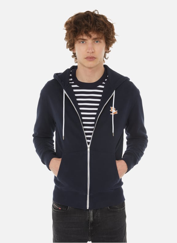 Chillax Fox cotton zip-up hoodie Blue by MAISON KITSUNÉ MAISON KITSUNÉ Chillax Fox cotton zip-up hoodie Blue