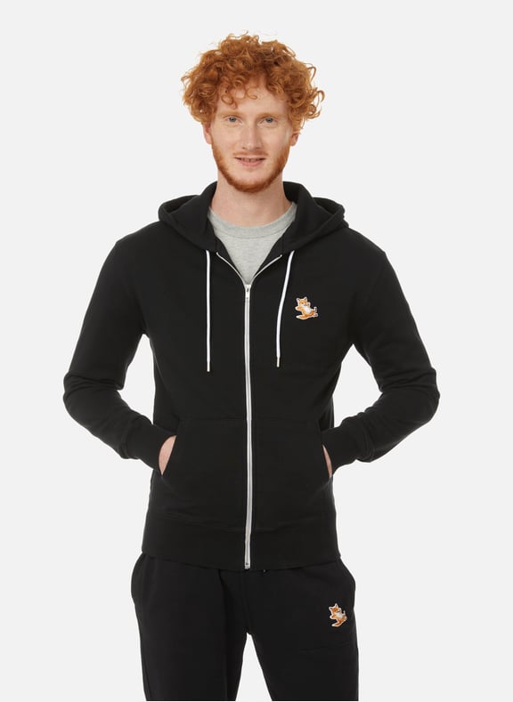 Chillax Fox cotton zip-up hoodie Black by MAISON KITSUNÉ MAISON KITSUNÉ Chillax Fox cotton zip-up hoodie Black