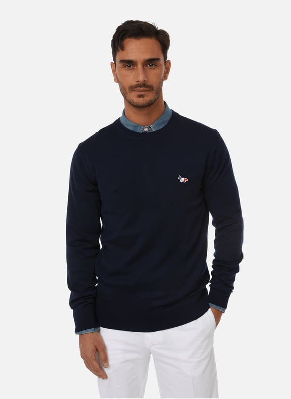 Round-neck wool jumper Blue by MAISON KITSUNÉ MAISON KITSUNÉ Round-neck wool jumper Blue