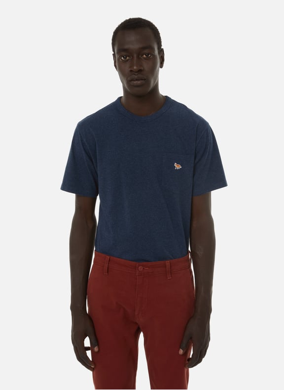 Round-neck cotton T-shirt Blue by MAISON KITSUNÉ MAISON KITSUNÉ Round-neck cotton T-shirt Blue
