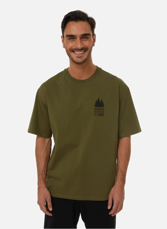 Maison Kitsuné Camp cotton T-shirt Green by MAISON KITSUNÉ MAISON KITSUNÉ Maison Kitsuné Camp cotton T-shirt Green