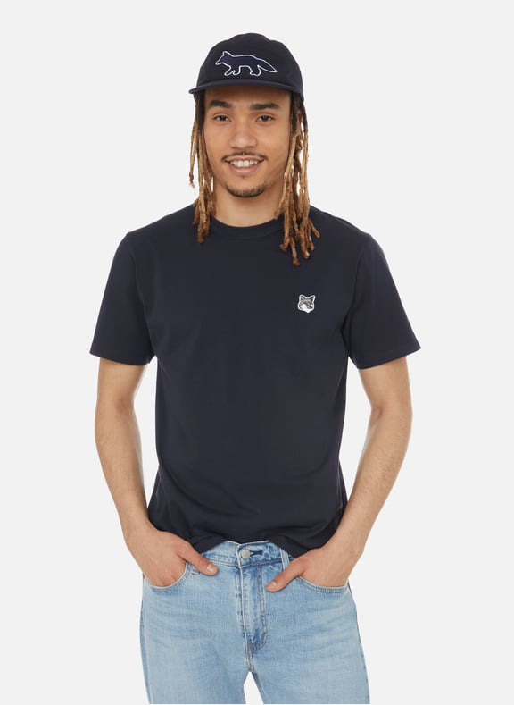 Fox Head grey cotton T-shirt Blue by MAISON KITSUNÉ MAISON KITSUNÉ Fox Head grey cotton T-shirt Blue