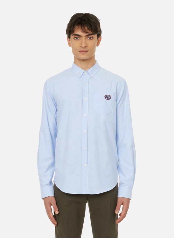 Bonne Graine shirt with cotton logo patch Blue by MAISON LABICHE MAISON LABICHE Bonne Graine shirt with cotton logo patch Blue