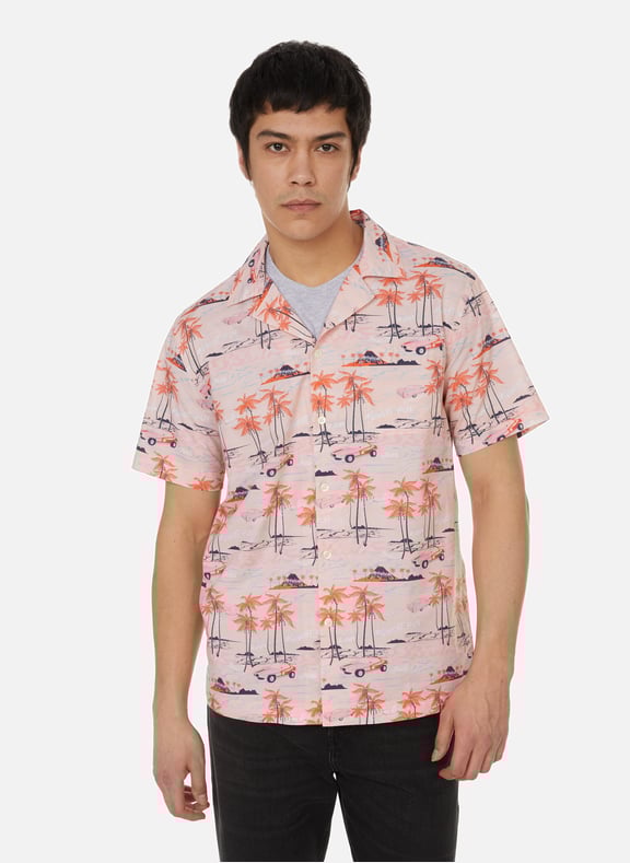 Germain Tropical Cars short-sleeved cotton shirt Pink by MAISON LABICHE MAISON LABICHE Germain Tropical Cars short-sleeved cotton shirt Pink