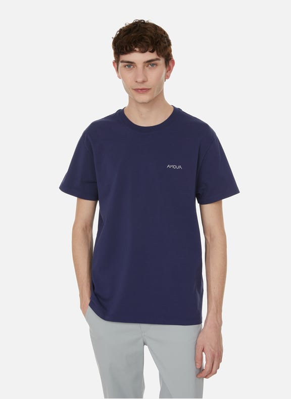 Popincourt Amour cotton T-shirt Blue by MAISON LABICHE MAISON LABICHE Popincourt Amour cotton T-shirt Blue