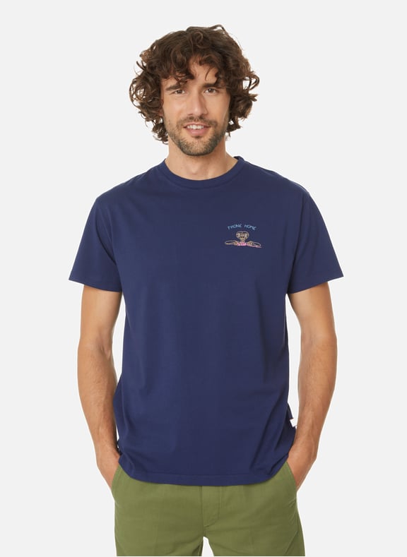 Popincourt Phone Home organic cotton T-shirt Blue by MAISON LABICHE MAISON LABICHE Popincourt Phone Home organic cotton T-shirt Blue