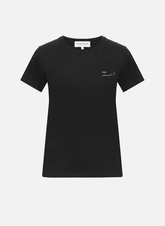 Saint Mich Say whaaat organic cotton T-shirt Black by MAISON LABICHE MAISON LABICHE Saint Mich Say whaaat organic cotton T-shirt Black
