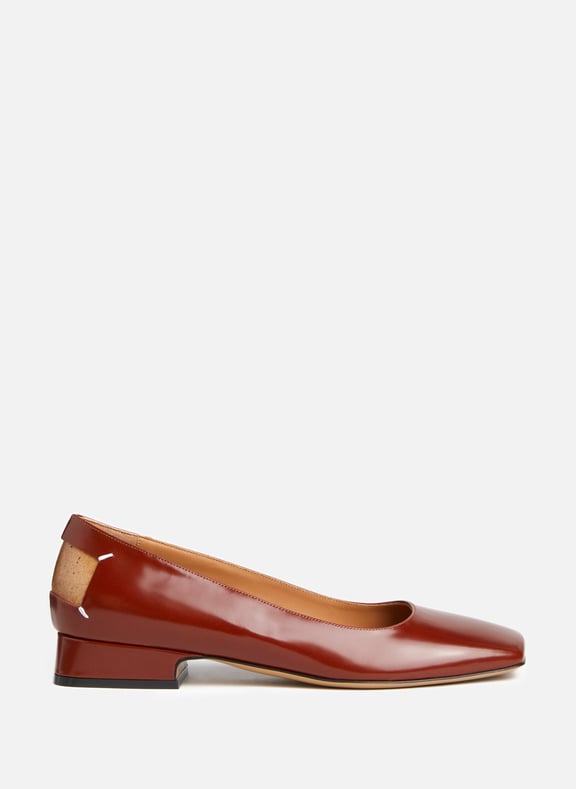 Brown Square toe leather ballet flats
