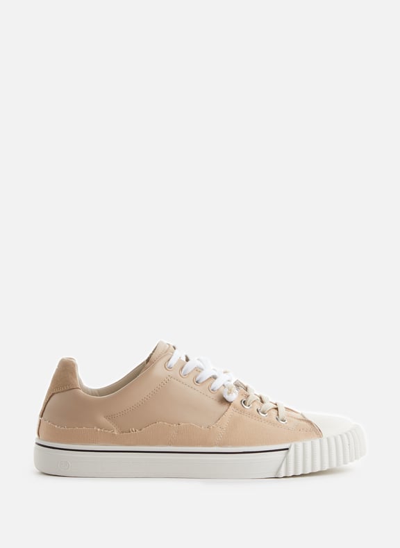 Leather and cotton canvas sneakers Brown by MAISON MARGIELA MAISON MARGIELA Leather and cotton canvas sneakers Brown