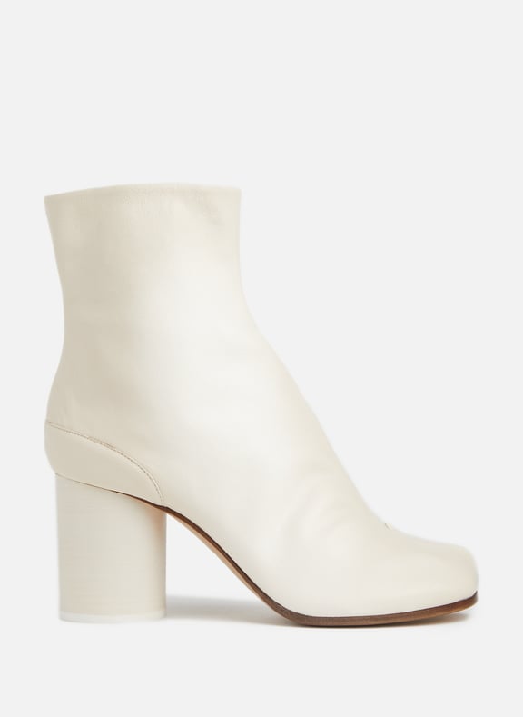 White Tabi leather ankle boots