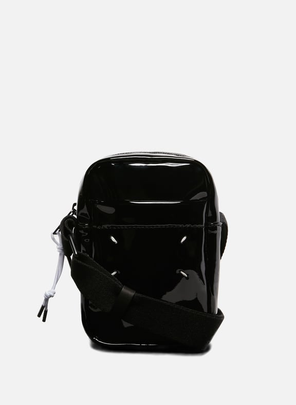 Patent effect Mini Messenger Bag with contrasting details Black by MAISON MARGIELA MAISON MARGIELA Patent effect Mini Messenger Bag with contrasting details Black