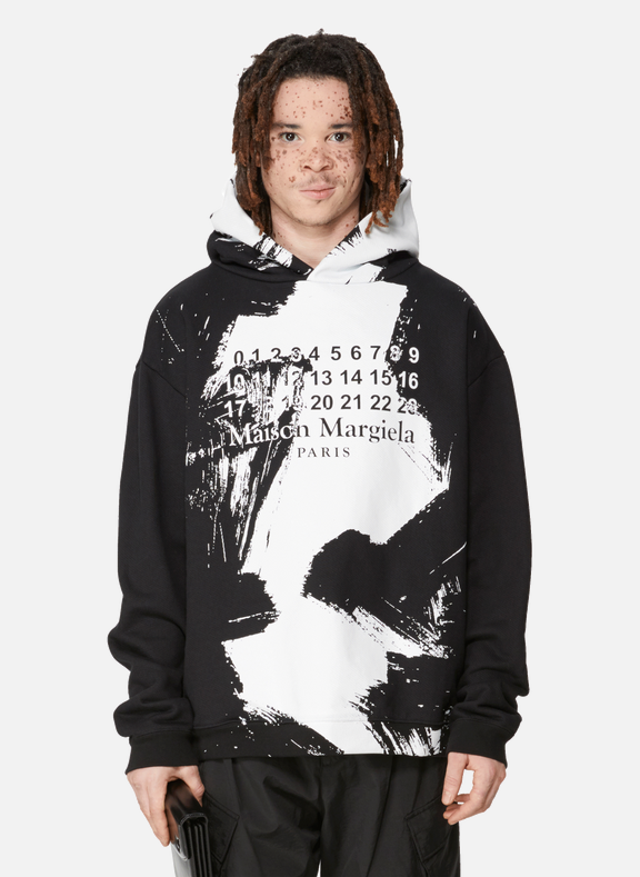 MAISON MARGIELA Cotton hoodie with paint print Black
