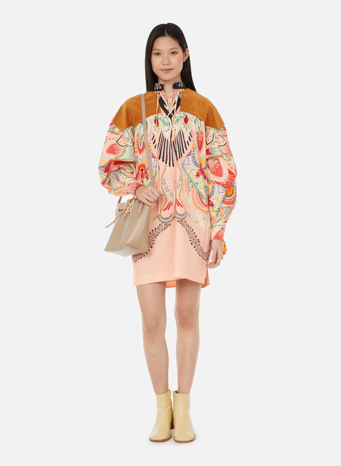 Cotton and suede print dress ETRO