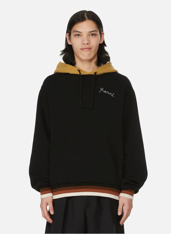 Oversize cotton sweatshirt with a contrasting hood Black by MARNI MARNI Oversize cotton sweatshirt with a contrasting hood Black